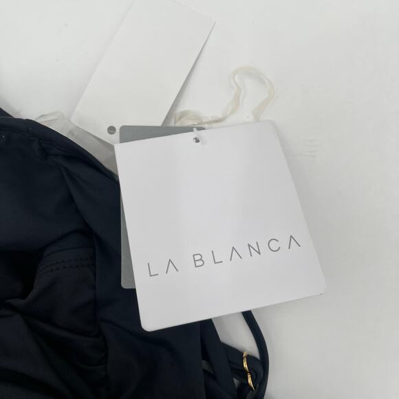 La Blanca Swimsuit SZ 4 Island Goddess Ruched Black One Piece Wired Padding NWT - Picture 7 of 16